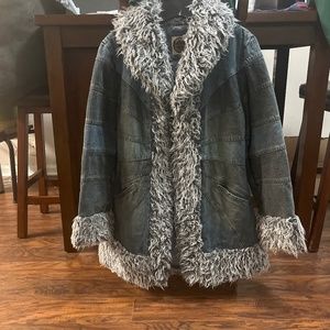 Giacca Y2K Fur Trim Jean Coat